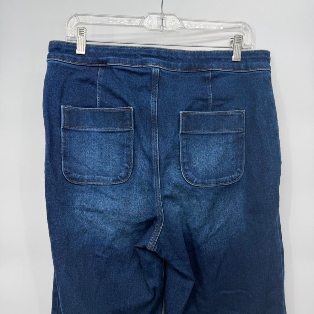 LC Lauren Conrad Wide Leg Jeans High Rise Patch Pocket Denim Blue Size 14 - Picture 6 of 10